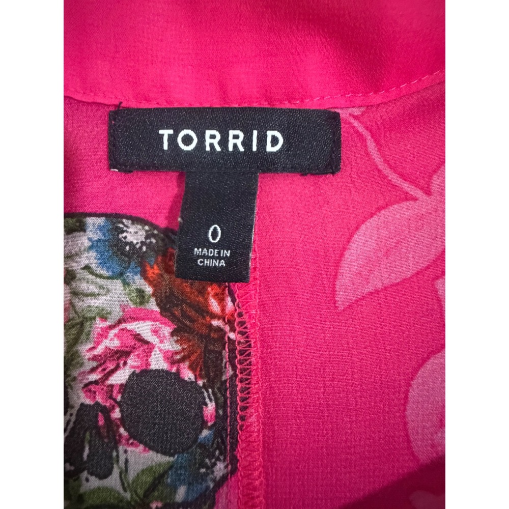 Torrid Pink Skull Floral Chiffon Kimono Cardigan Duster Layering Jacket Size 0 - Picture 4 of 6